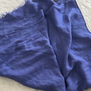 Loro Piana Cashmere Shawl Scarf Blue Made in Italy Luxury Wrap Fringe